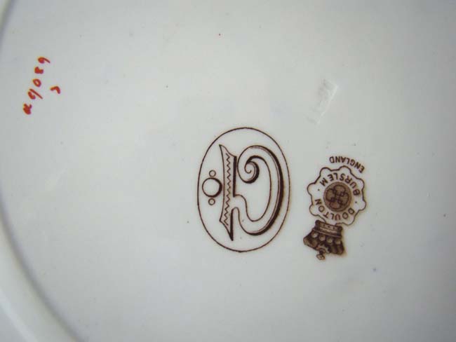 A RARE set of Nine antique DOULTON "Flow Blue" dinner plates including the original Master plate — image 3